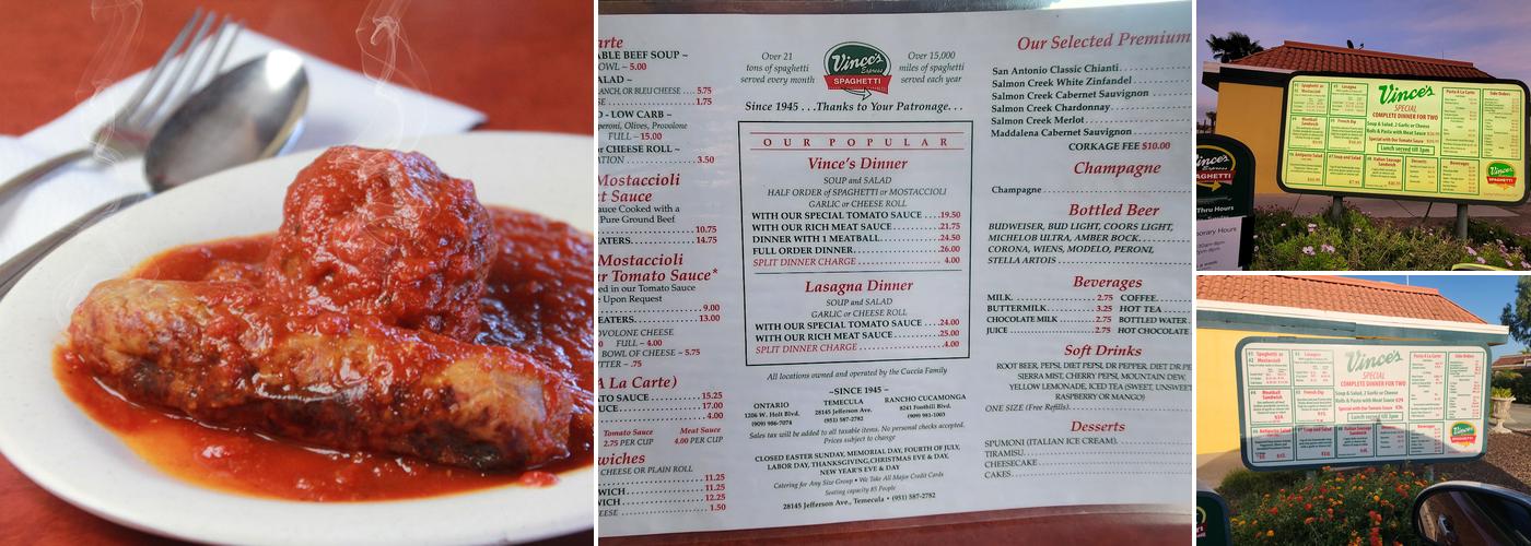 Vince's Spaghetti Express Menu