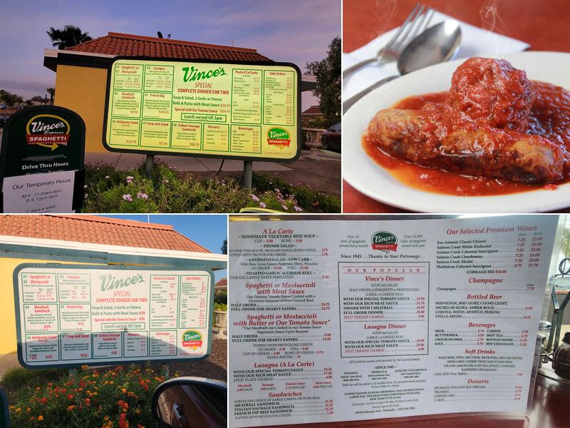 Vince's Spaghetti Express Menu