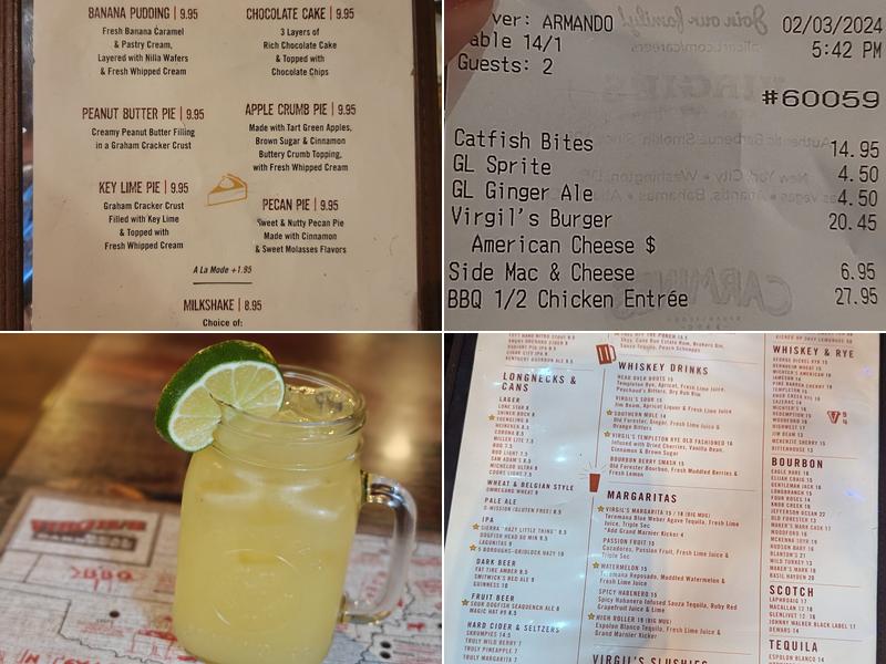 Virgil's Real BBQ - Times Square Menu