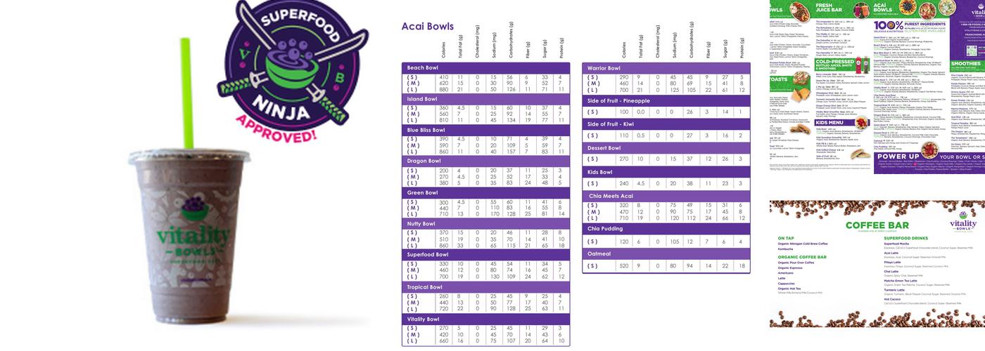 Vitality Bowls Manteca Menu