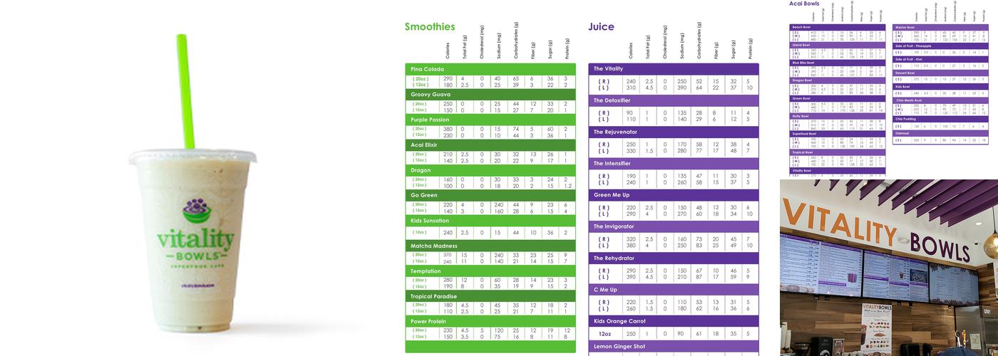 Vitality Bowls Cottle Rd - San Jose Menu