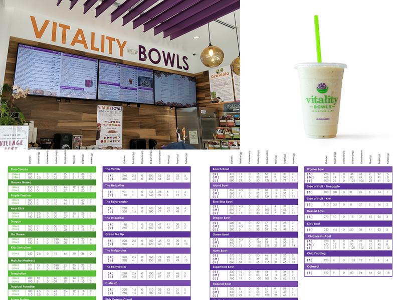 Vitality Bowls Cottle Rd - San Jose Menu