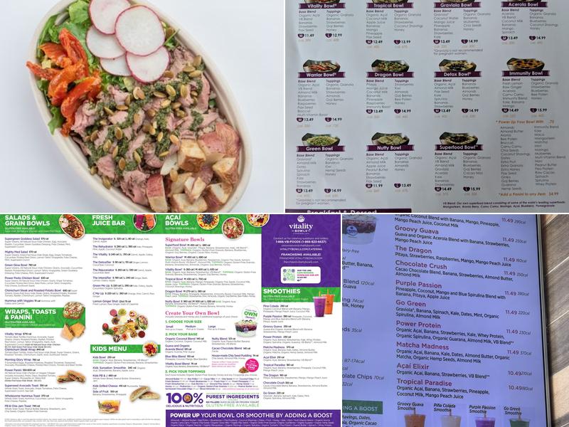 Vitality Bowls Sunnyvale - Frances St. Menu