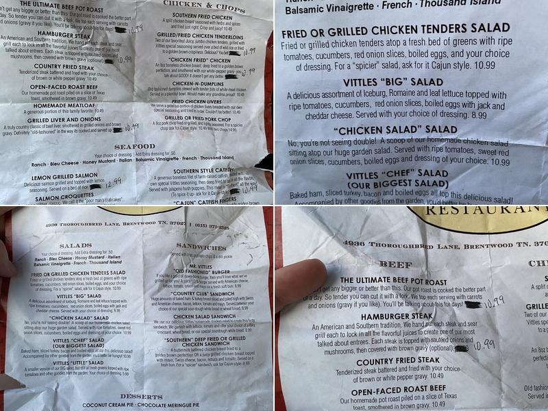 Vittles of Donelson Menu