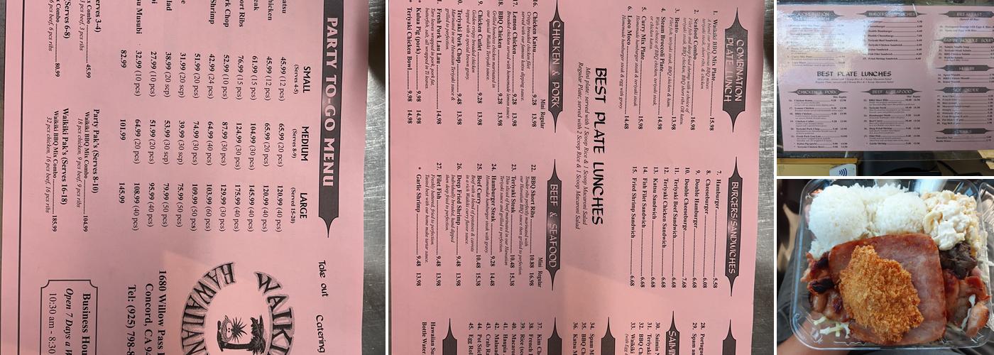 Waikiki Hawaiian BBQ Menu
