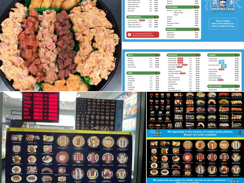 Waipuna Sushi Menu