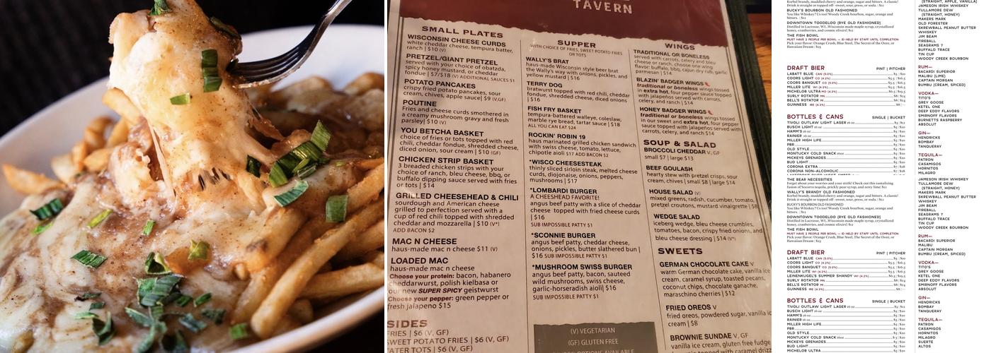 Wally's Wisconsin Tavern Menu