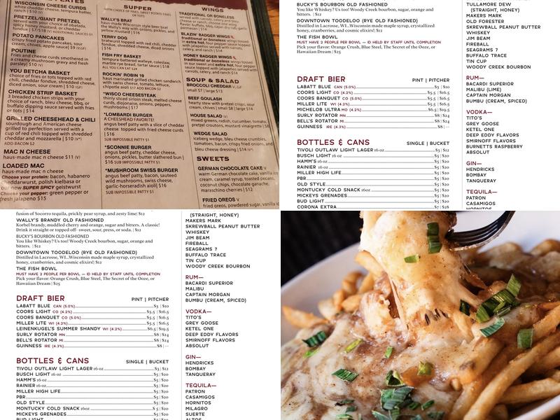 Wally's Wisconsin Tavern Menu