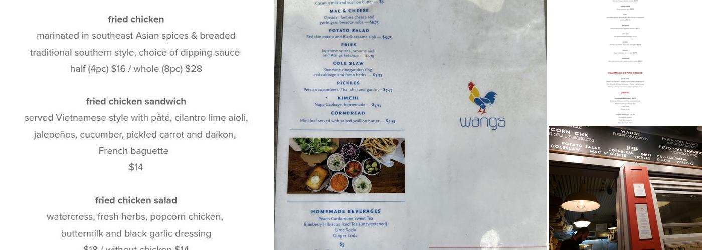 Wangs Menu