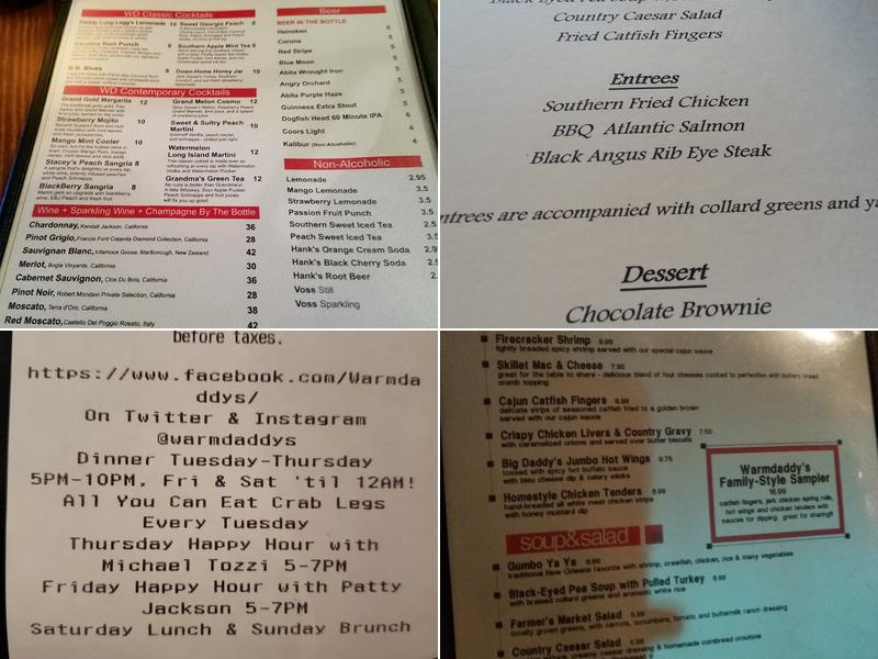 Warmdaddy's Menu