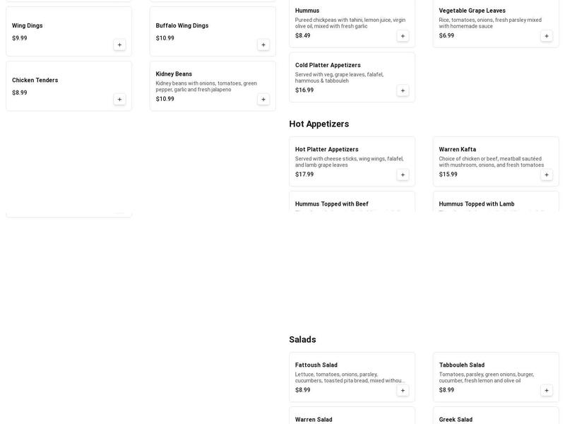 Warren Kabob Menu