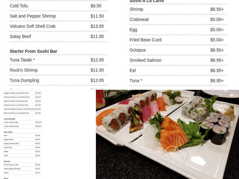 Wasabi at Porter Menu