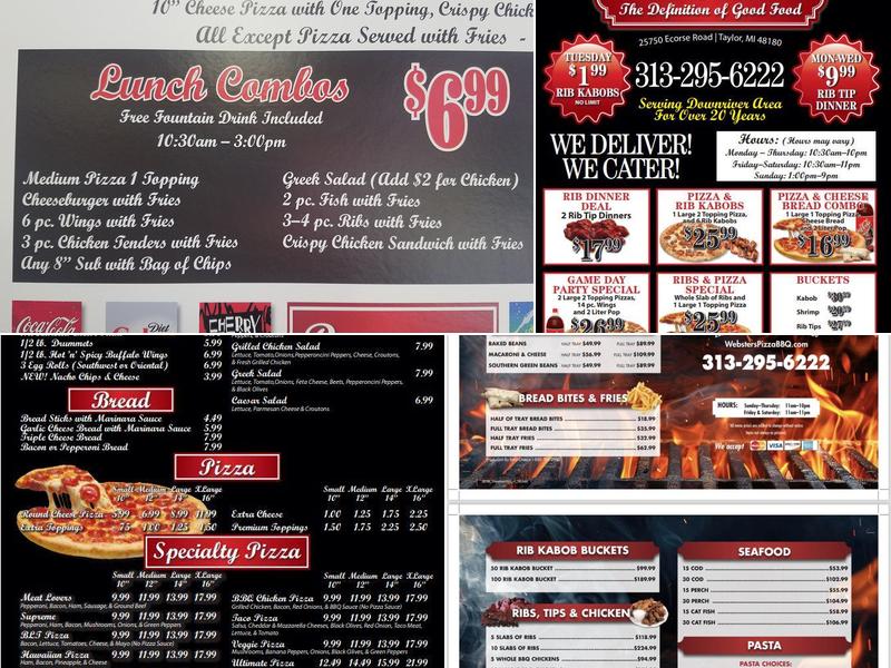 Websters Pizza & BBQ Menu