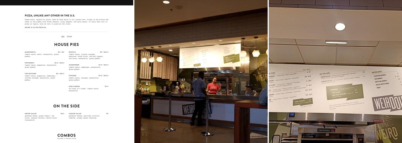 Weirdough Pizza Co Menu