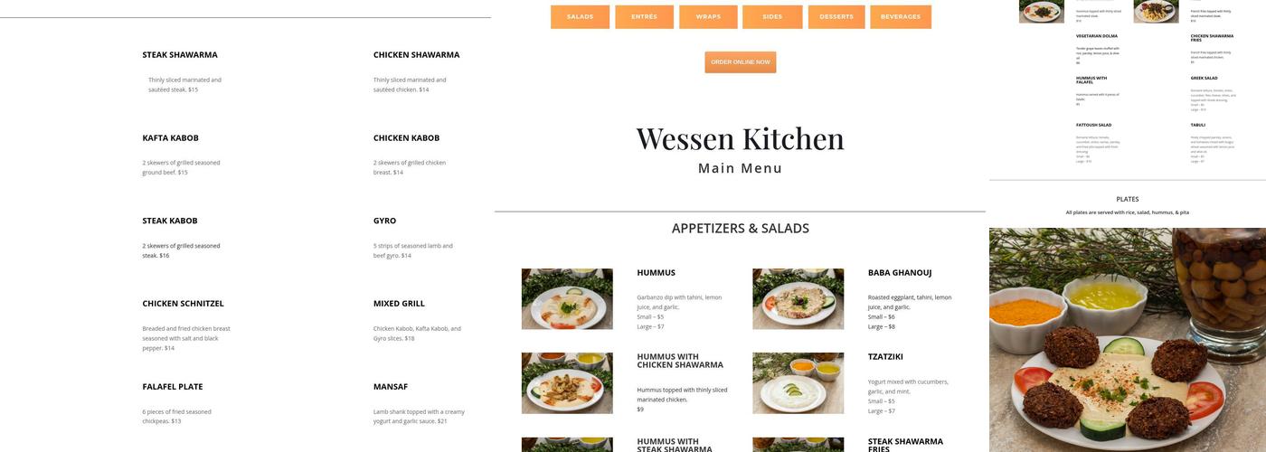 Wessen Int'l Kitchen - Mediterranean Cuisine Menu