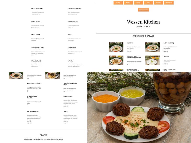 Wessen Int'l Kitchen - Mediterranean Cuisine Menu