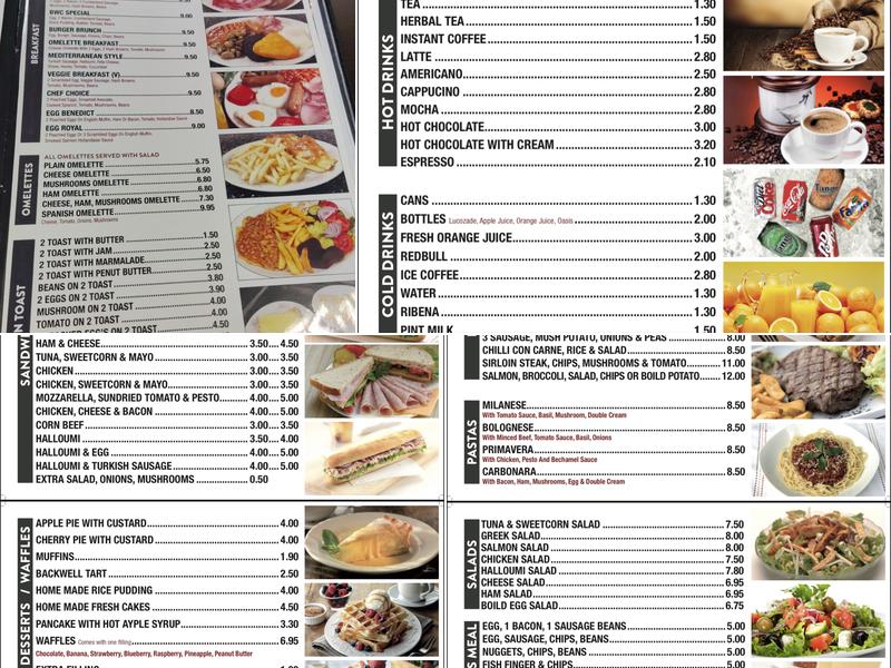 Bricket Wood Cafe Menu