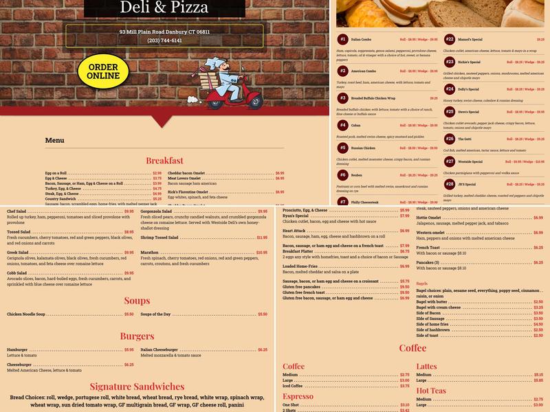 Westside Deli & Pizza Menu
