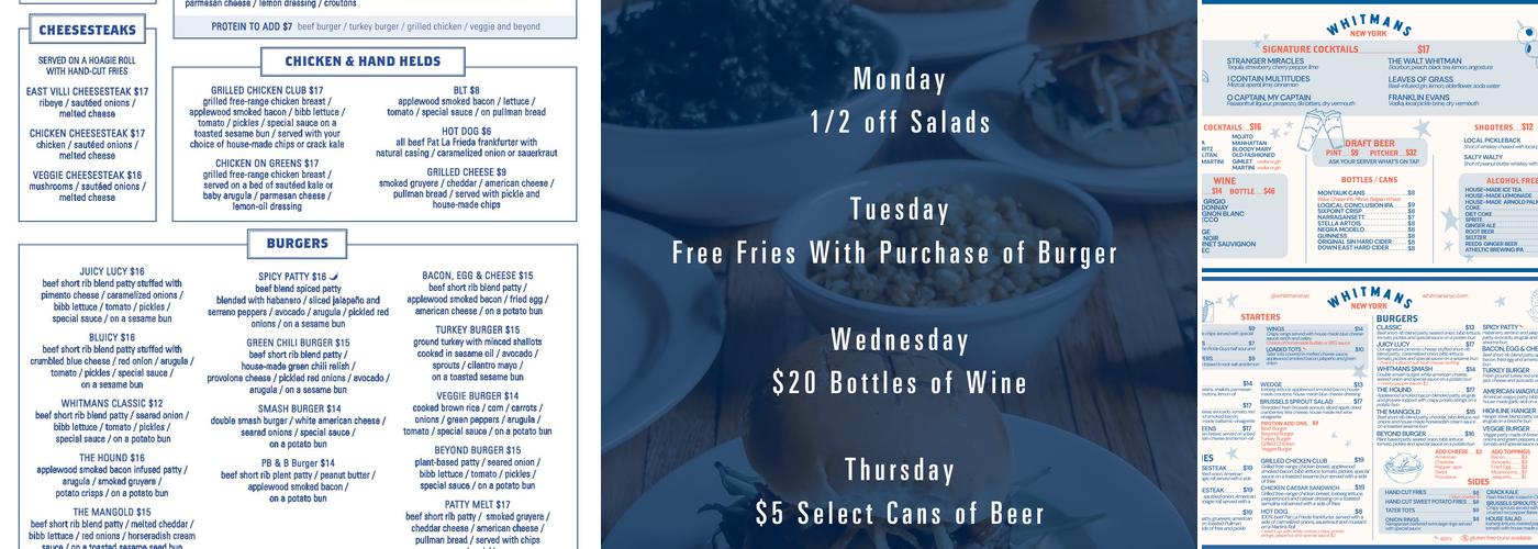 Whitmans Menu