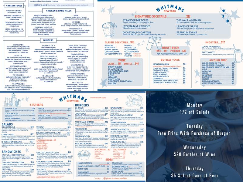Whitmans Menu