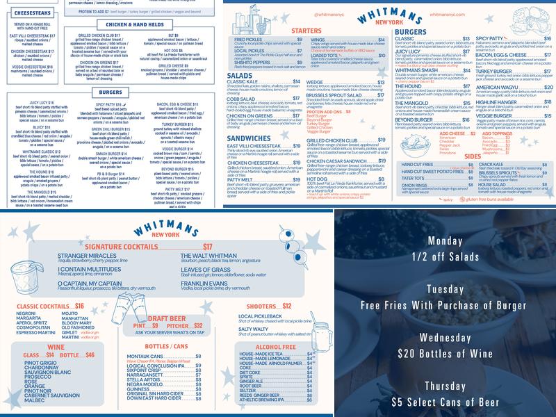 Whitmans Menu