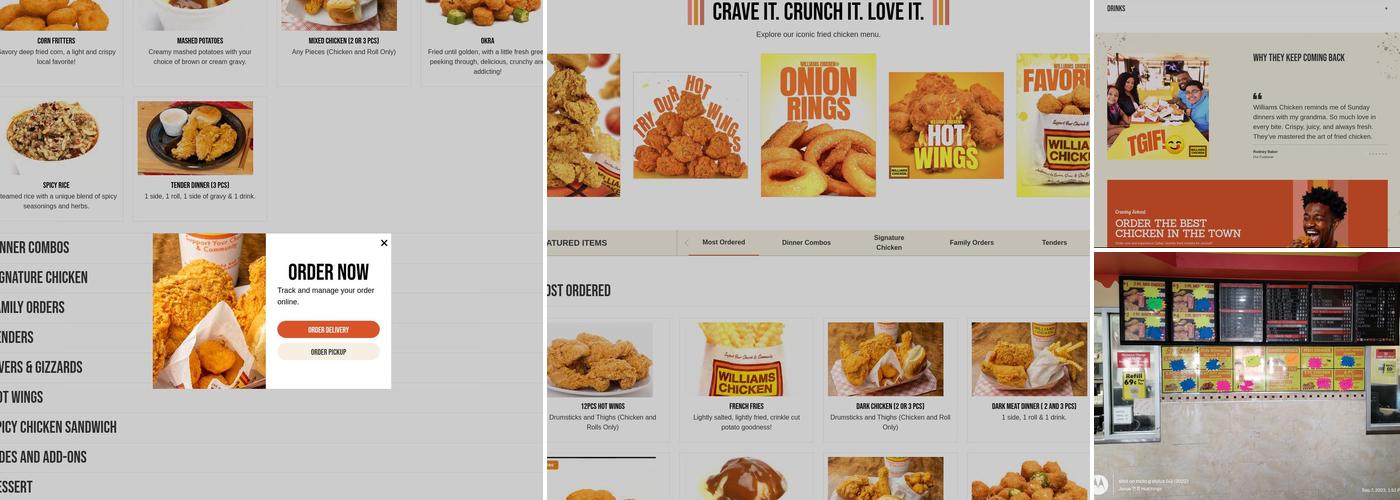 Williams Chicken Menu