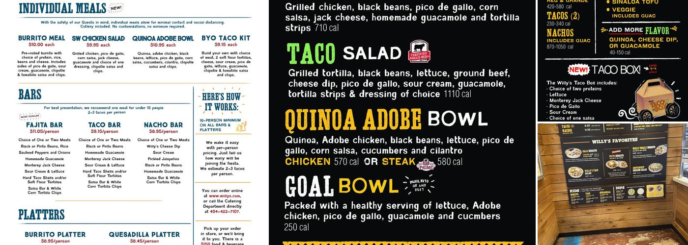 Willy's Mexicana Grill Menu