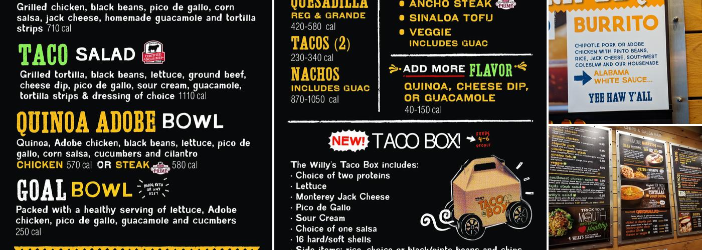 Willy's Mexicana Grill Menu