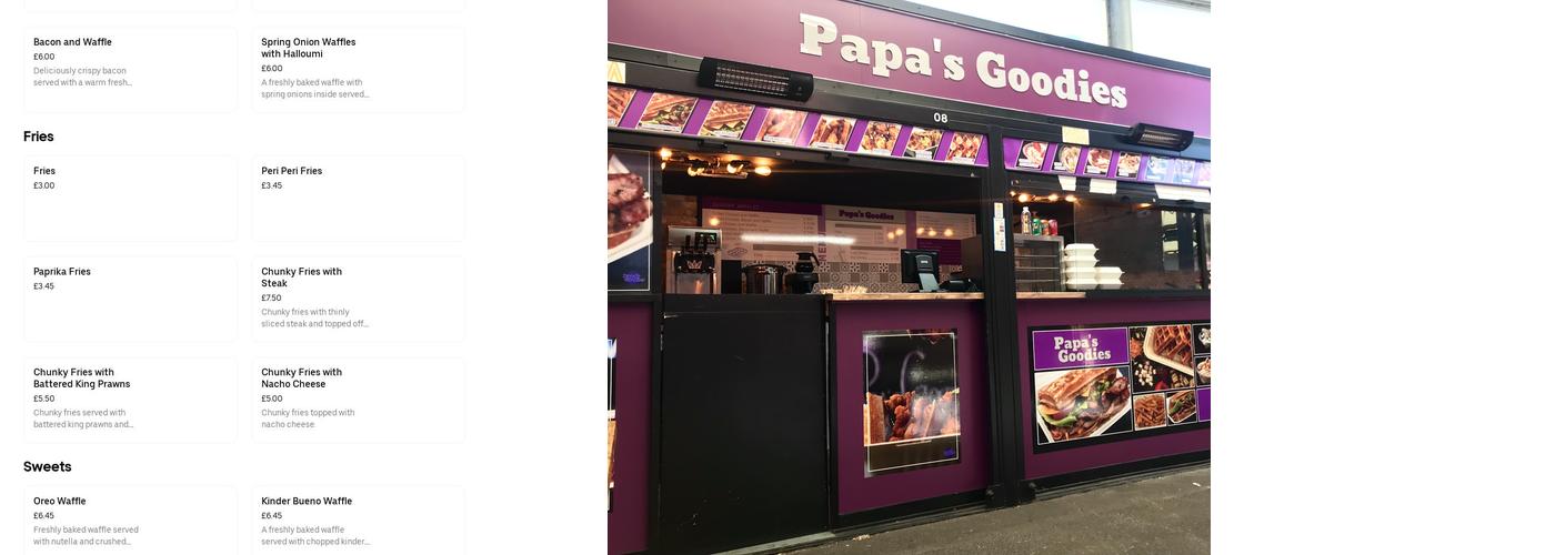 Papa's Goodies Menu