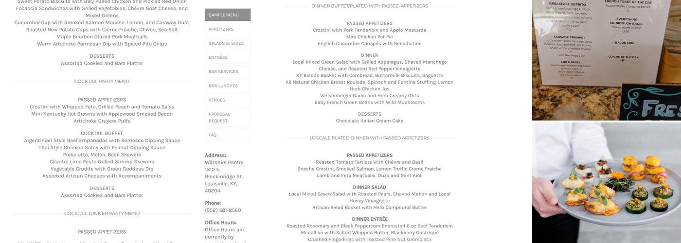 Wiltshire Pantry Catering Menu