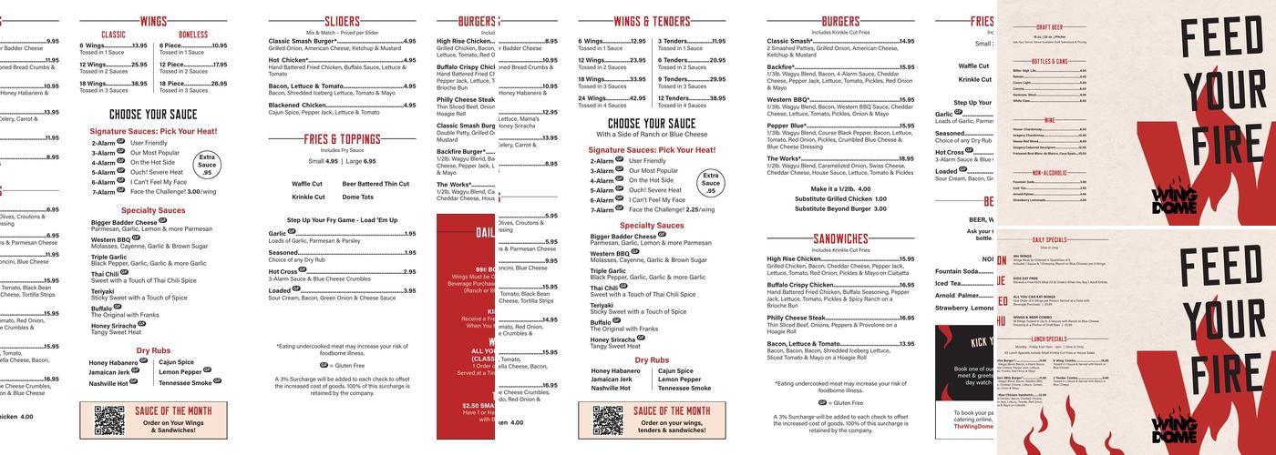 Wing Dome Menu