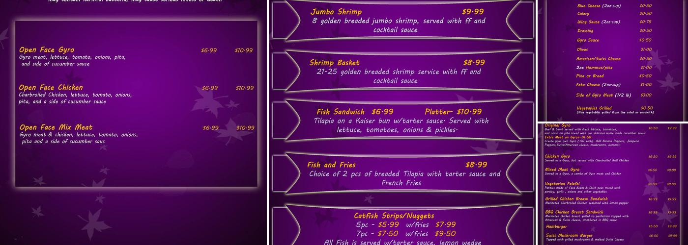 Wing Express Menu