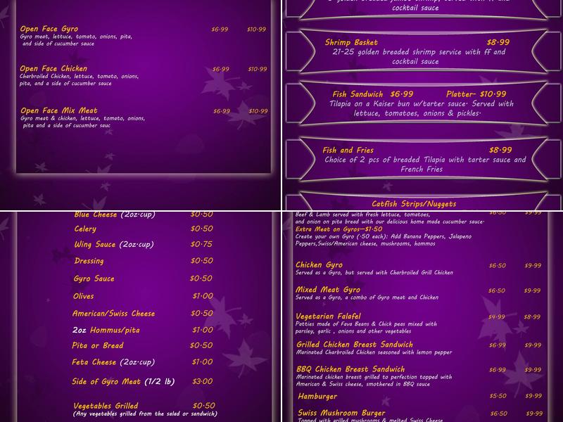 Wing Express Menu