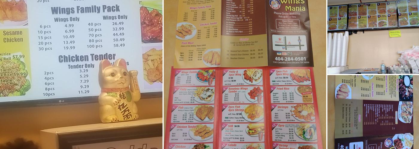 Wings Mania Menu