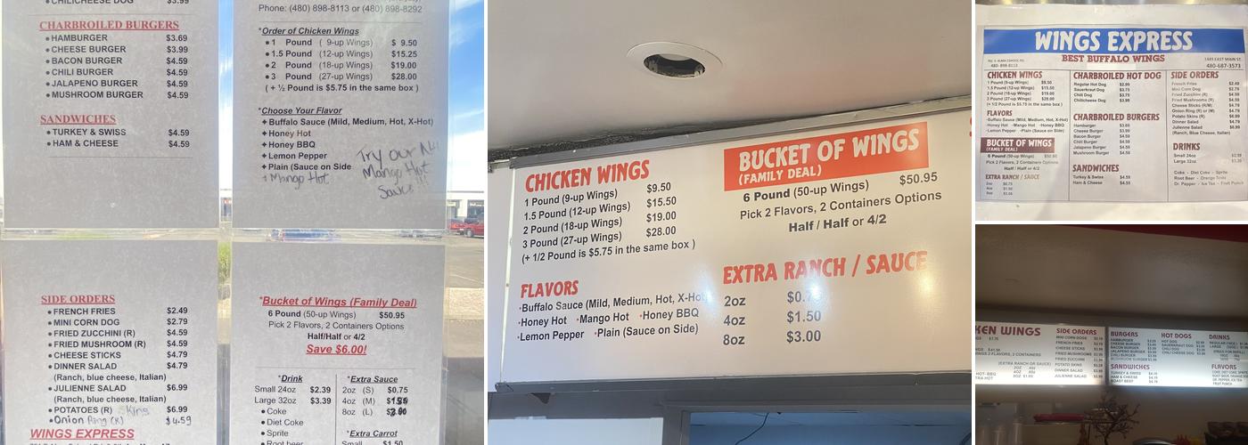 Wings Express Menu
