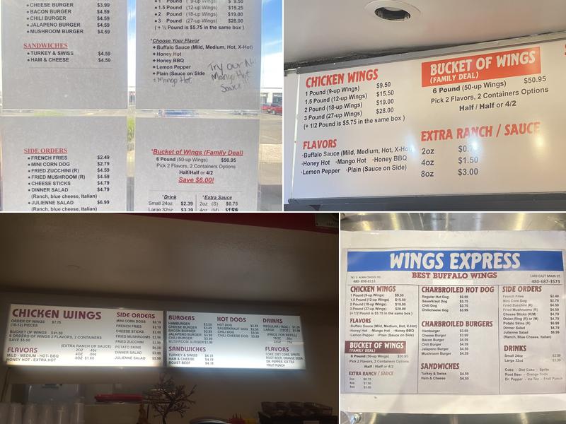 Wings Express Menu