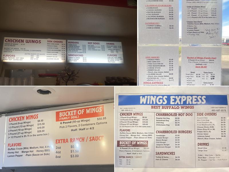 Wings Express Menu