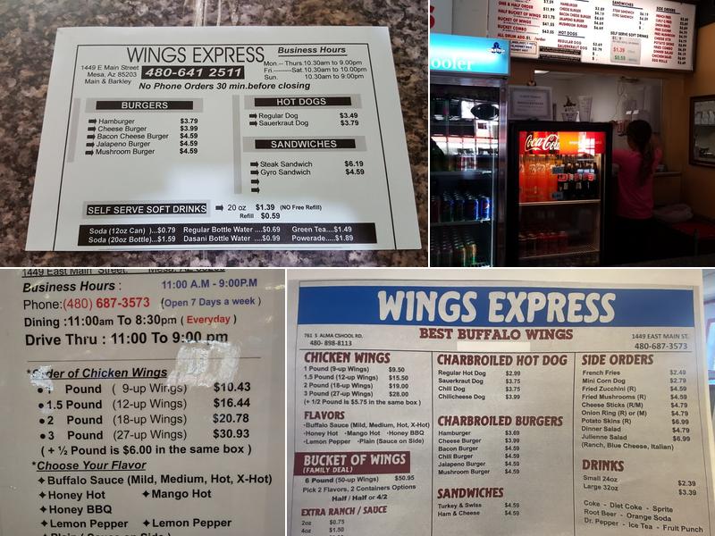 Wings Express Menu