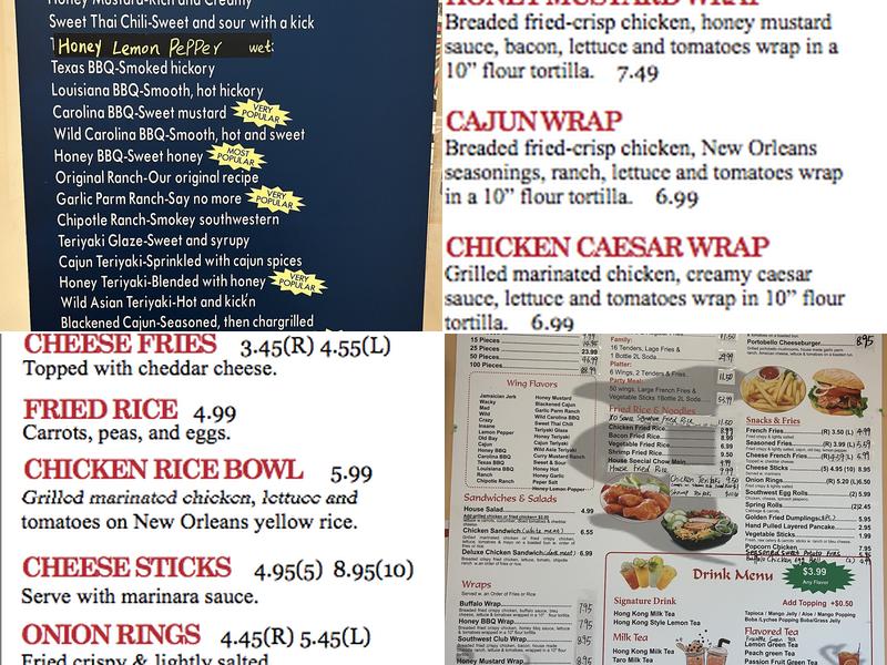 Wing World Menu