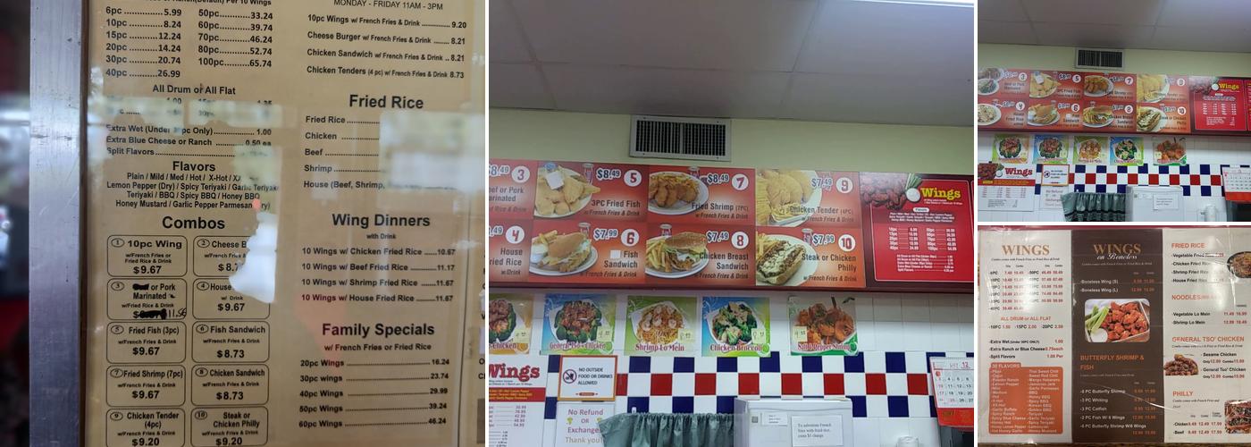 Wing Xpress Menu