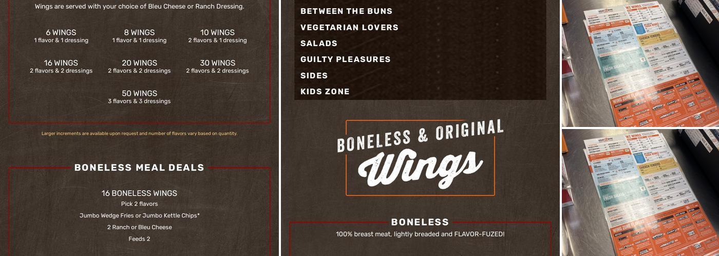 Wing Zone Menu