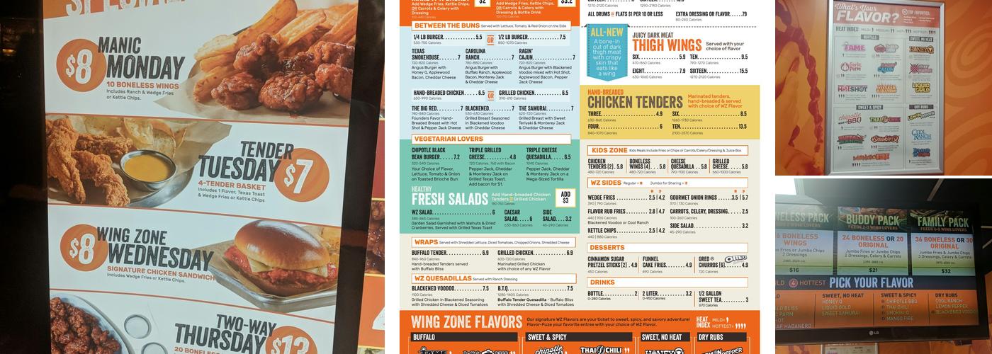 Wing Zone Menu