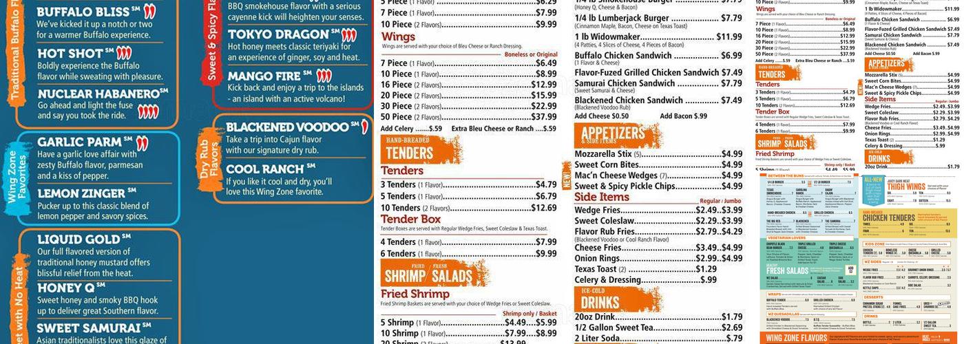 Wing Zone Menu
