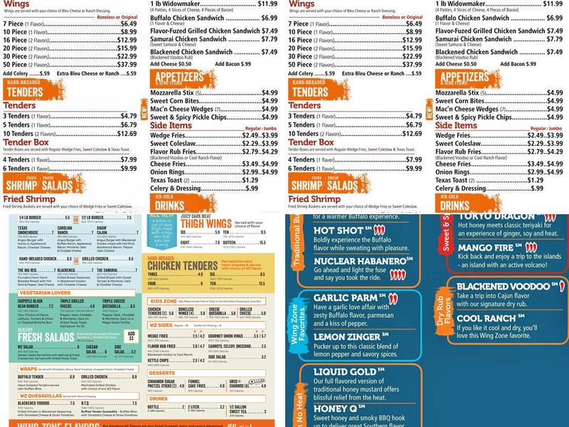 Wing Zone Menu