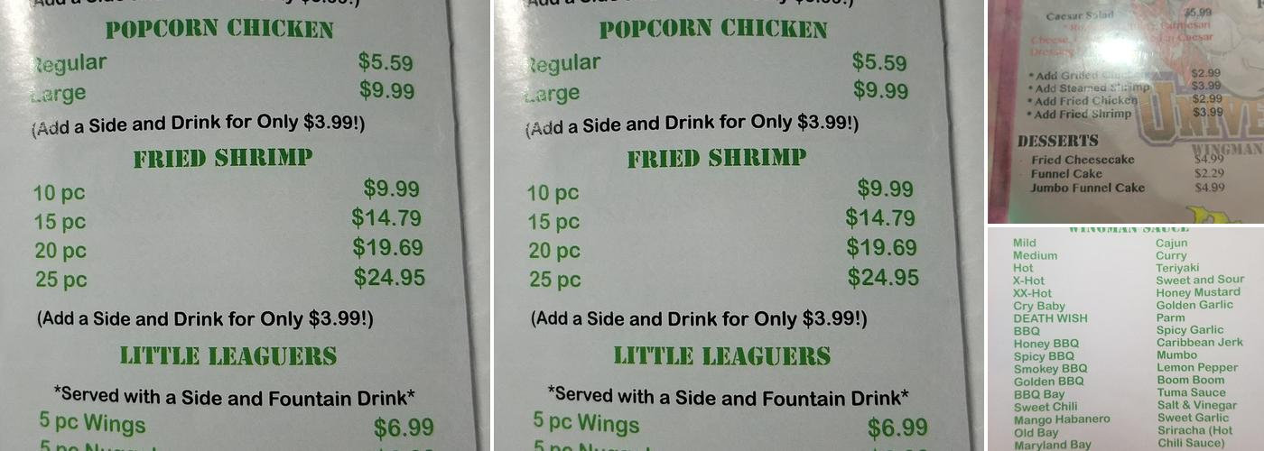 Wingman Menu