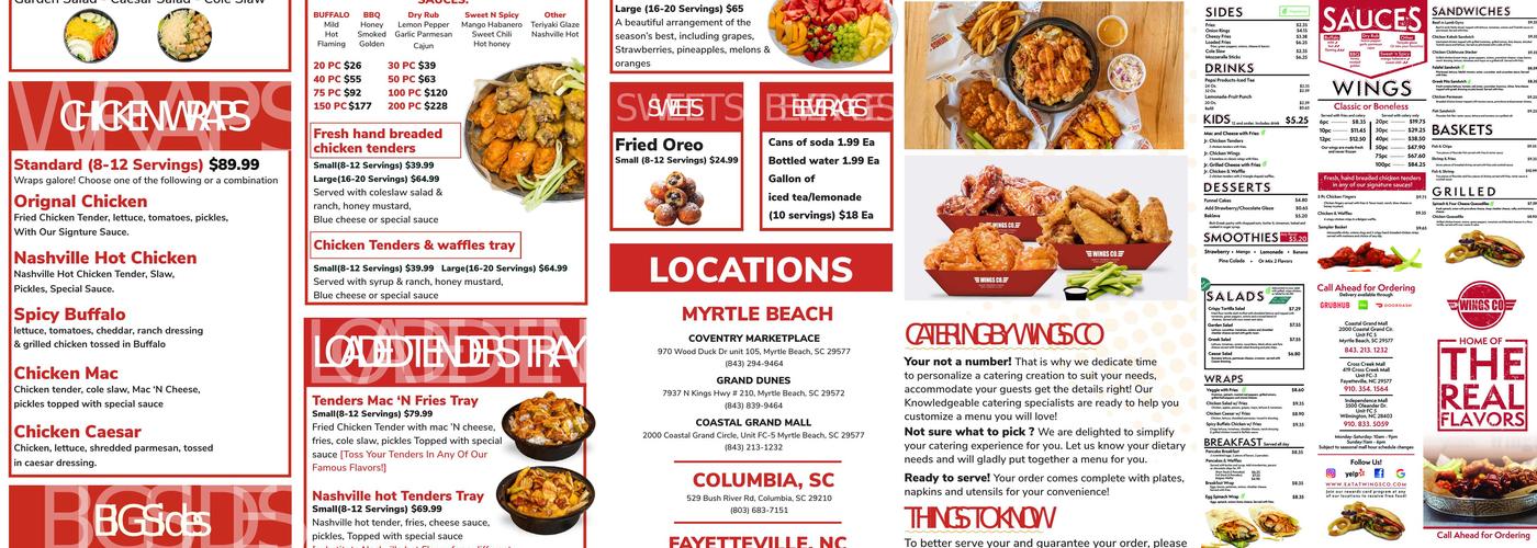Wings CO. Menu