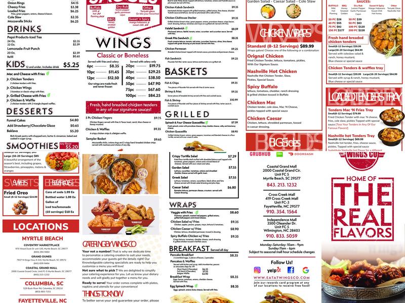 Wings CO. Menu