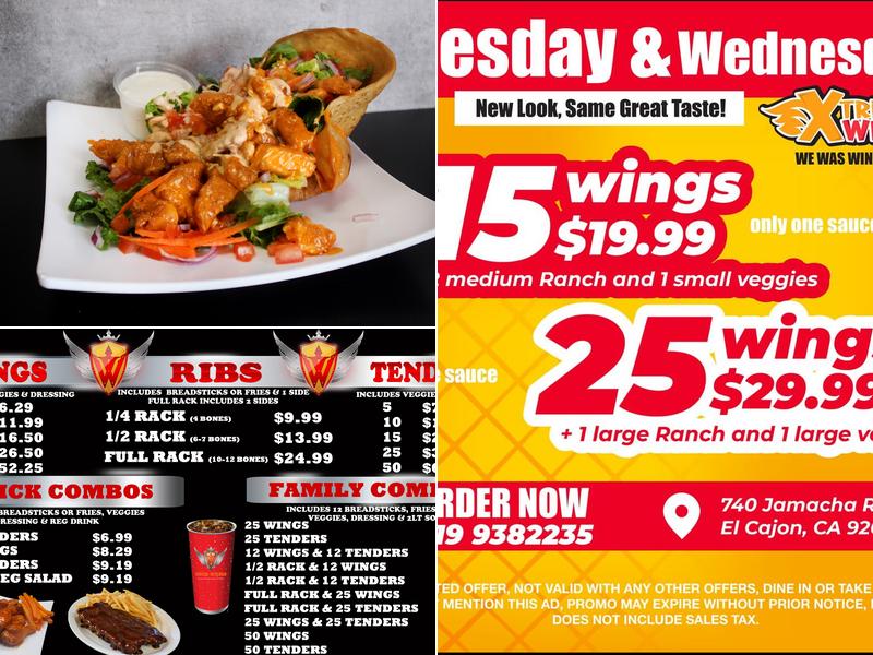 Xtreme Wings Menu