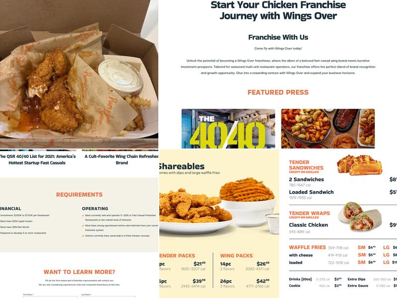 Wings Over Lowell Menu