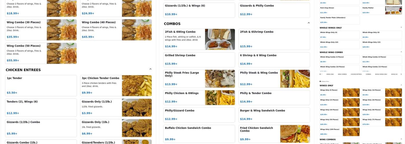 Wings Plus #3 Menu